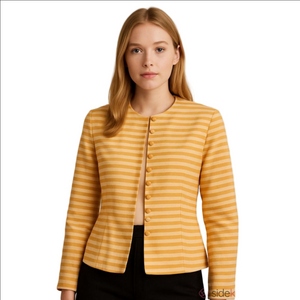 Paris Christie de la Rue France Silk Satin Yellow Stripes Lined Vintage Blazer